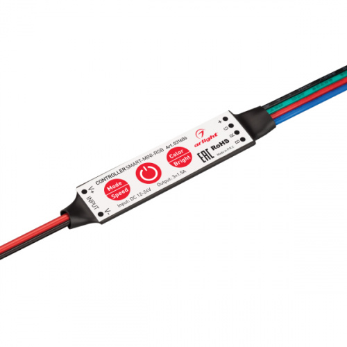 Контроллер RGB без пульта Arlight SMART-MINI-RGB (12-24V, 3x1.5A) управление кнопками на корпусе