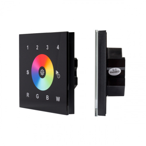 Контроллер RGBW панель управления Arlight Sens SR-2820AC-RF-IN Black (220V,RGBW,4зоны) для SR-1009